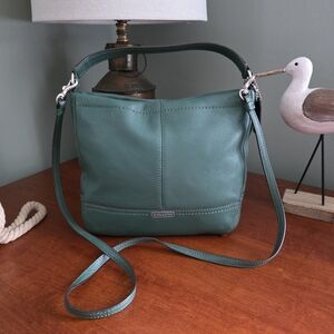 Coach Park Leather Crossbody Green Pebbled Leather Shoulder Bag Y2K